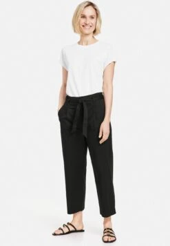 Gerry Weber Hose Freizeit Verkürzt Culotte Mit Bindegürtel - Broek - Schwarz