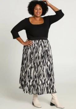 Longue PlisséeÀ Imprimé Bicolore - A-Lijn Rok - Black -Mode Dames Winkel 0d20642484374fbe906488d82303d0cb