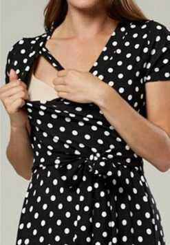 Happy Mama Wrap Short Sleeve - Maxi-Jurk - Black With Dots -Mode Dames Winkel 0d41b222434e4fa98f4d943de5dac64e