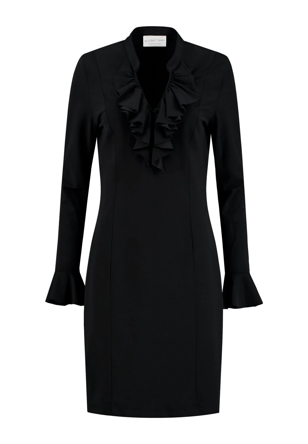 Ruche- Jerseyjurk - Zwart 4 Ruche- Jerseyjurk - Zwart - Afbeelding 2