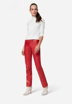 Low Cut - Leren Broek - Red -Mode Dames Winkel 1403a97df5334f9ea7cdbd37fcdbc020