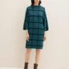 Tom Tailor Gebreide Jurk - Teal Blue Knit Check Design -Mode Dames Winkel 2052c00977e8406494a24a6e5679a0e9