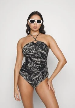 MICHAEL Michael Kors Sonoran Palm Logo Ring Halter One Piece - Badpak - Black -Mode Dames Winkel 22b225ee2fa64a119a02b80ffb71c6f0