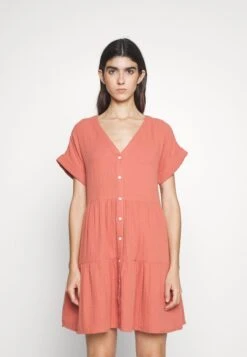 Madewell Nannie Cuff Button Down Tiered Mini Double Gauze - Jurk - Rot