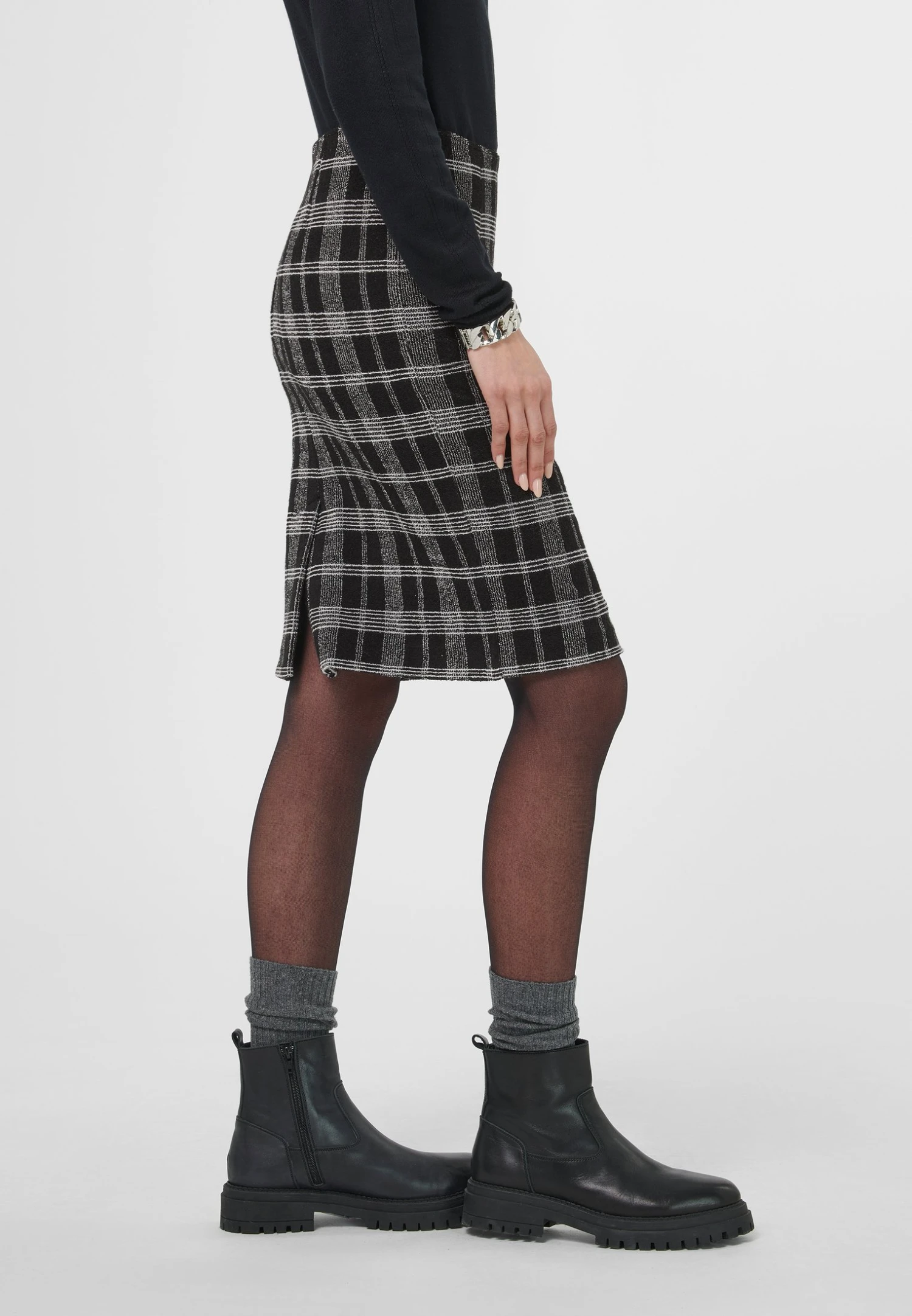 Mit Klassischem Karomuster - Kokerrok - Schwarz Wollweiß 7 Mit Klassischem Karomuster - Kokerrok - Schwarz Wollweiß - Afbeelding 5