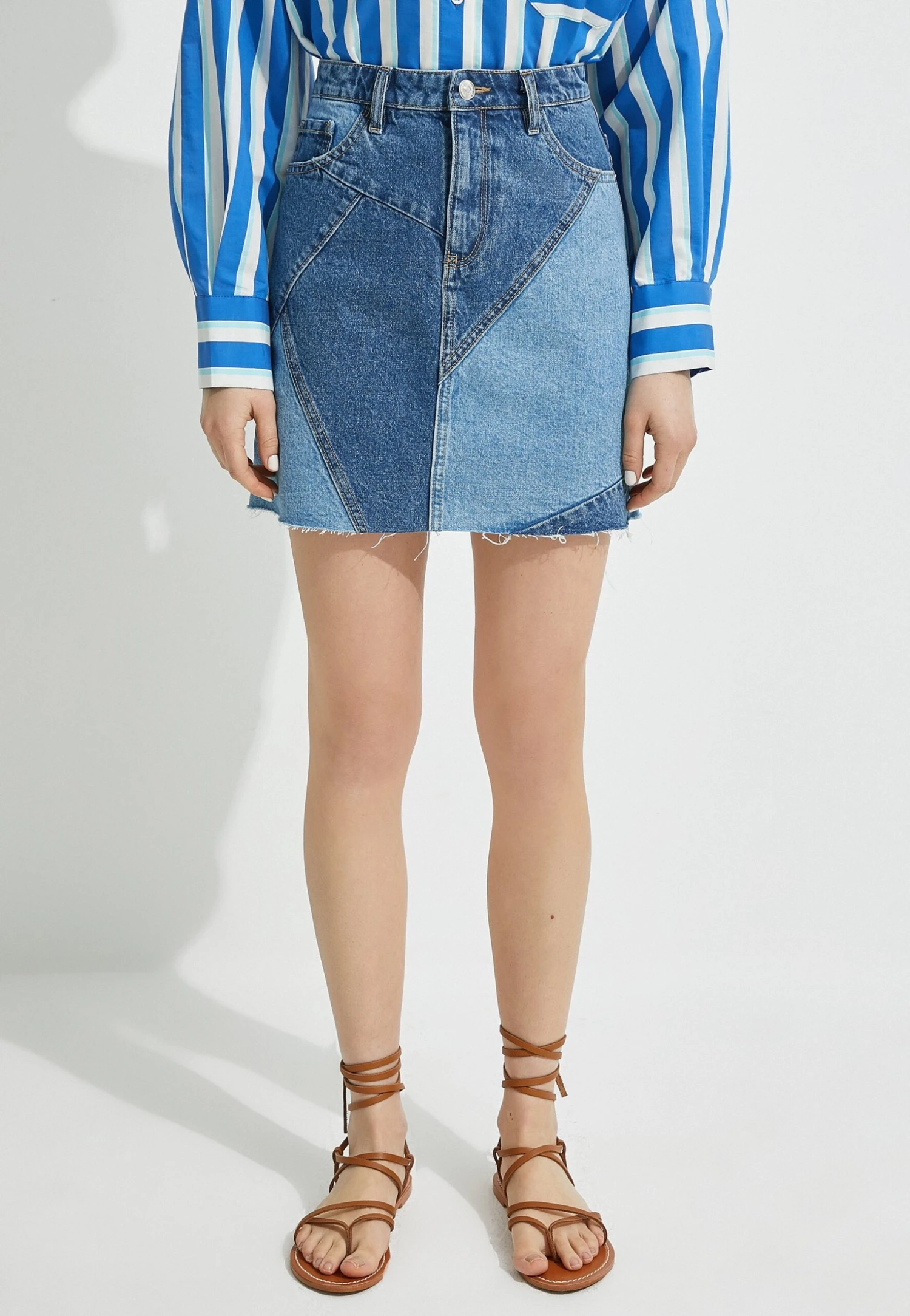 Koton Color Block- Jeansrok - Light Indigo 3 Koton Color Block- Jeansrok - Light Indigo