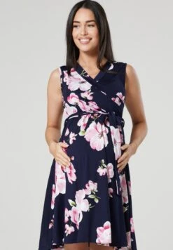 Happy Mama Layered - Jerseyjurk - Navy With Pink Flowers -Mode Dames Winkel 354532737418488dbfb8738a078e6d09