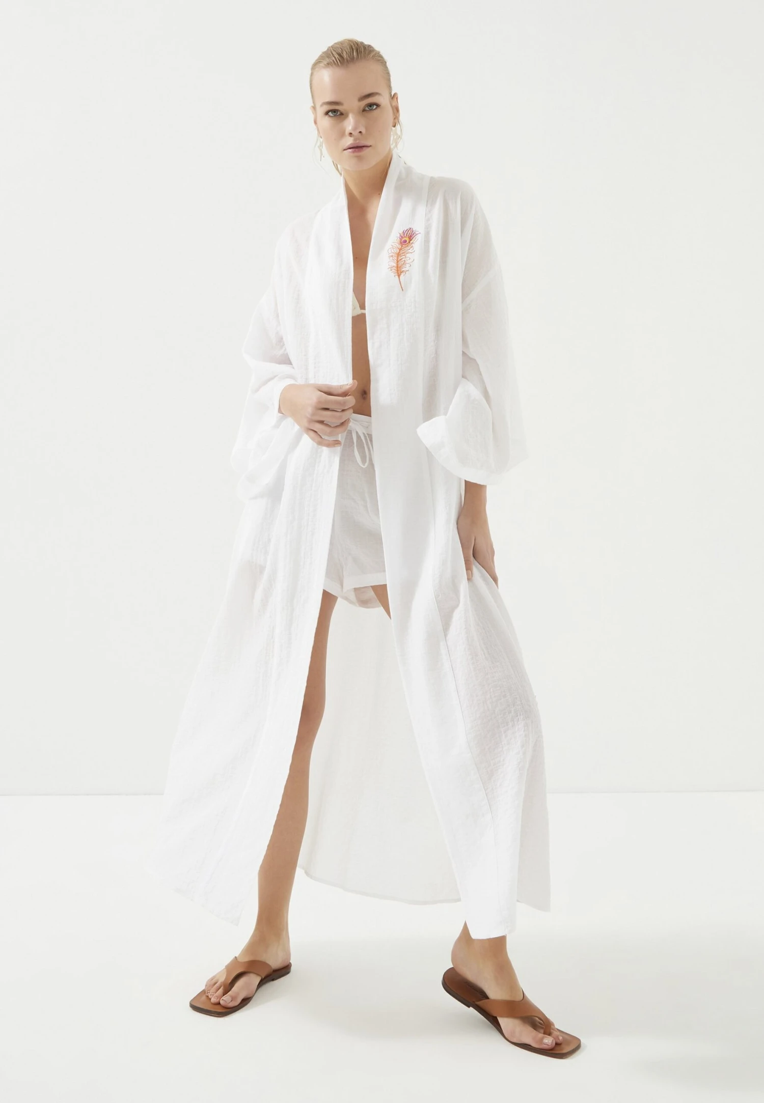 Belted Kimono - Strandaccessoire - White 4 Belted Kimono - Strandaccessoire - White - Afbeelding 2