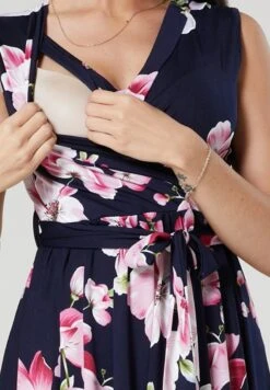 Happy Mama Layered - Jerseyjurk - Navy With Pink Flowers -Mode Dames Winkel 3ef1e446a88b4e19b024e3a048076169