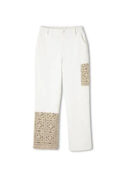 Ipekyol Straight FitWith Crochet Garnish - Broek - Ecru -Mode Dames Winkel 40184cb43d9d41fa88e617d35fe07504