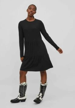 Vila Gebreide Jurk - Black