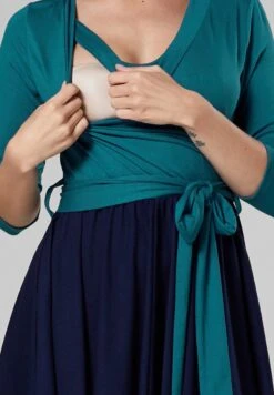 Ciążowa Z Funkcją Karmienia - Jurk - Butelkowa Zieleń Granatowy -Mode Dames Winkel 4743c716e8a5493aa698f237776928ef
