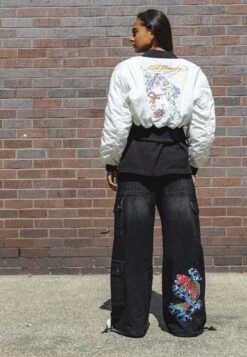 Ed Hardy Koi-Fishing - Relaxed Fit Jeans - Washed Black -Mode Dames Winkel 4991575d856b4d80bdec1de48a61fc66