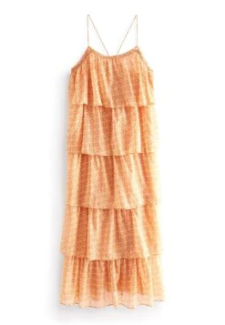 Next Occasion Tiered Strappy Midi - Jurk - Light Pink Geo Gold Foil -Mode Dames Winkel 4a96deaf44324ebbbd7f5547bb640933