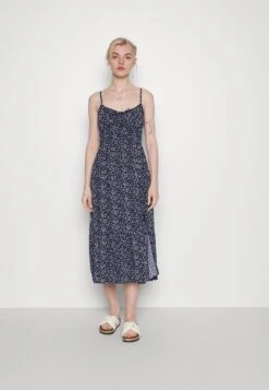 Hollister Co. Bare Channeled Bodice Midi - Jurk - Navy Blue