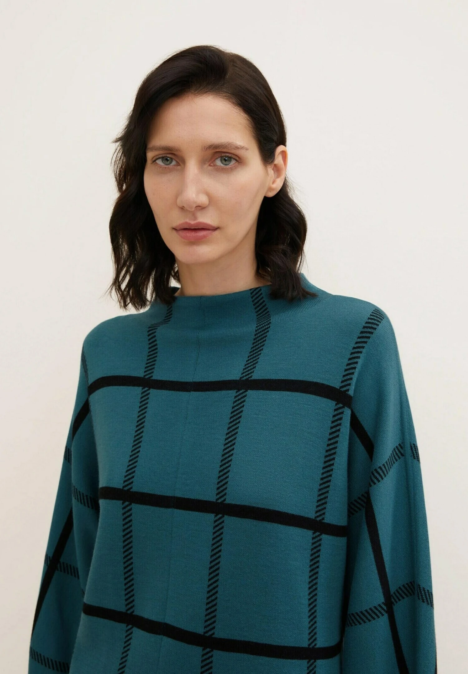 Tom Tailor Gebreide Jurk - Teal Blue Knit Check Design 6 Tom Tailor Gebreide Jurk - Teal Blue Knit Check Design - Afbeelding 4