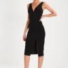 Wal G V Neck Midi - Jerseyjurk - Black
