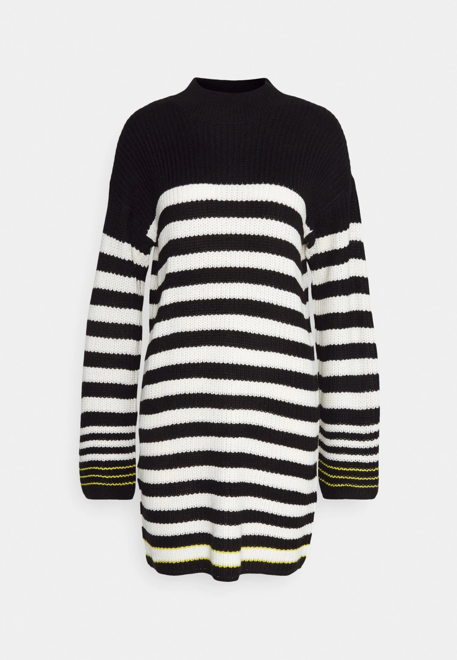 Nmclaire Highneck Dress - Gebreide Jurk - Black/White/Citronelle 6 Nmclaire Highneck Dress - Gebreide Jurk - Black/White/Citronelle - Afbeelding 4