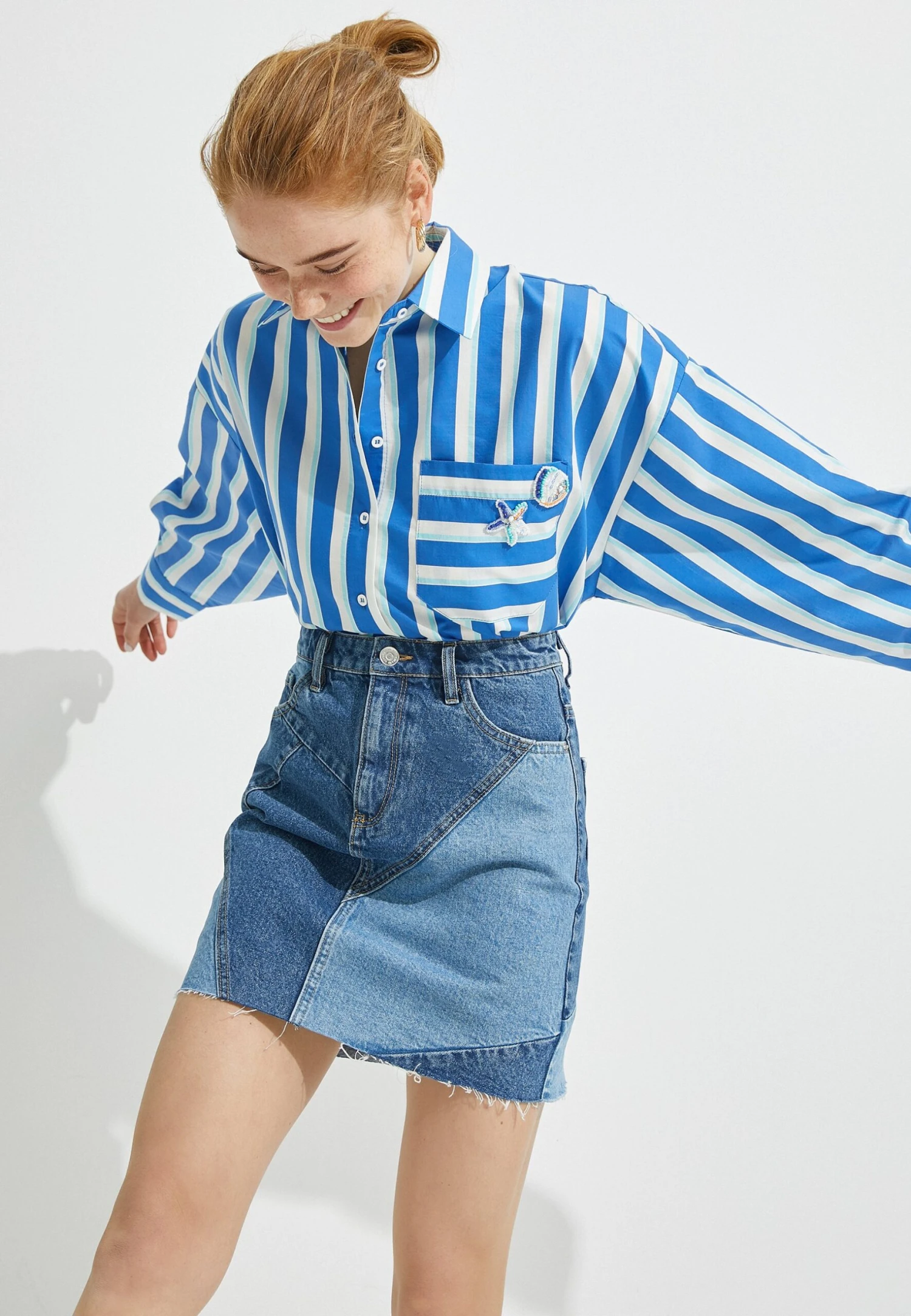 Koton Color Block- Jeansrok - Light Indigo 5 Koton Color Block- Jeansrok - Light Indigo - Afbeelding 3