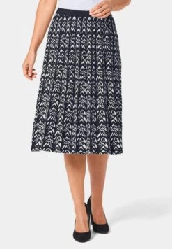 GOLDNER Hochwertiger Jacquard - A-Lijn Rok - Black /White Patterned