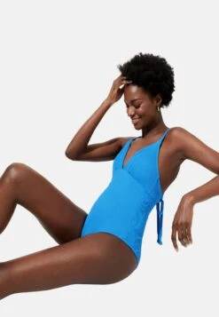 Marks & Spencer Ribbed Tie Detail Plunge - Badpak - Blue 10 Marks & Spencer Ribbed Tie Detail Plunge - Badpak - Blue -Mode Dames Winkel 732db9f638c1456eb0983bb90386d2ea