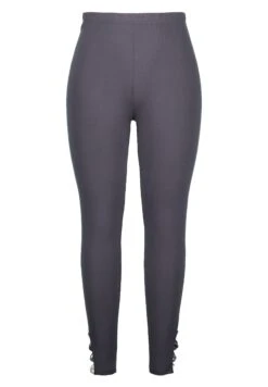 Ulla Popken Crisscross Hem Accent Stretch Lounge- Legging - Dark Grey -Mode Dames Winkel 86cda8969cdb42a88470acf3b4f4172d