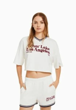 BERSHKA With Trims - Trainingsbroek - Beige