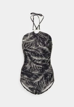 MICHAEL Michael Kors Sonoran Palm Logo Ring Halter One Piece - Badpak - Black -Mode Dames Winkel 9681fb1058264993982b9f56232950cd