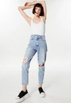 Twist Mom Fit - Straight Leg Jeans - L Indigo -Mode Dames Winkel b75a6bc38dd74eceac2f7ef3dc5011bf