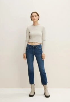 TOM TAILOR Denim Straight Leg Jeans - Used Dark Stone Blue Denim