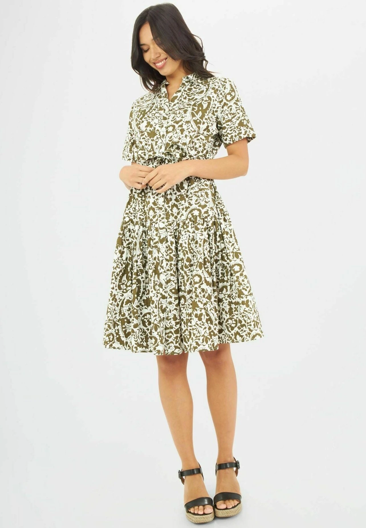 With Ruffle - Blousejurk - Verde Militare 6 With Ruffle - Blousejurk - Verde Militare - Afbeelding 4