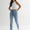 New Look Frayed Hem High Waist Hallie Super- Jeans Skinny Fit - Blue -Mode Dames Winkel ca711dc3a0894025aa3ad2fa225fcc88