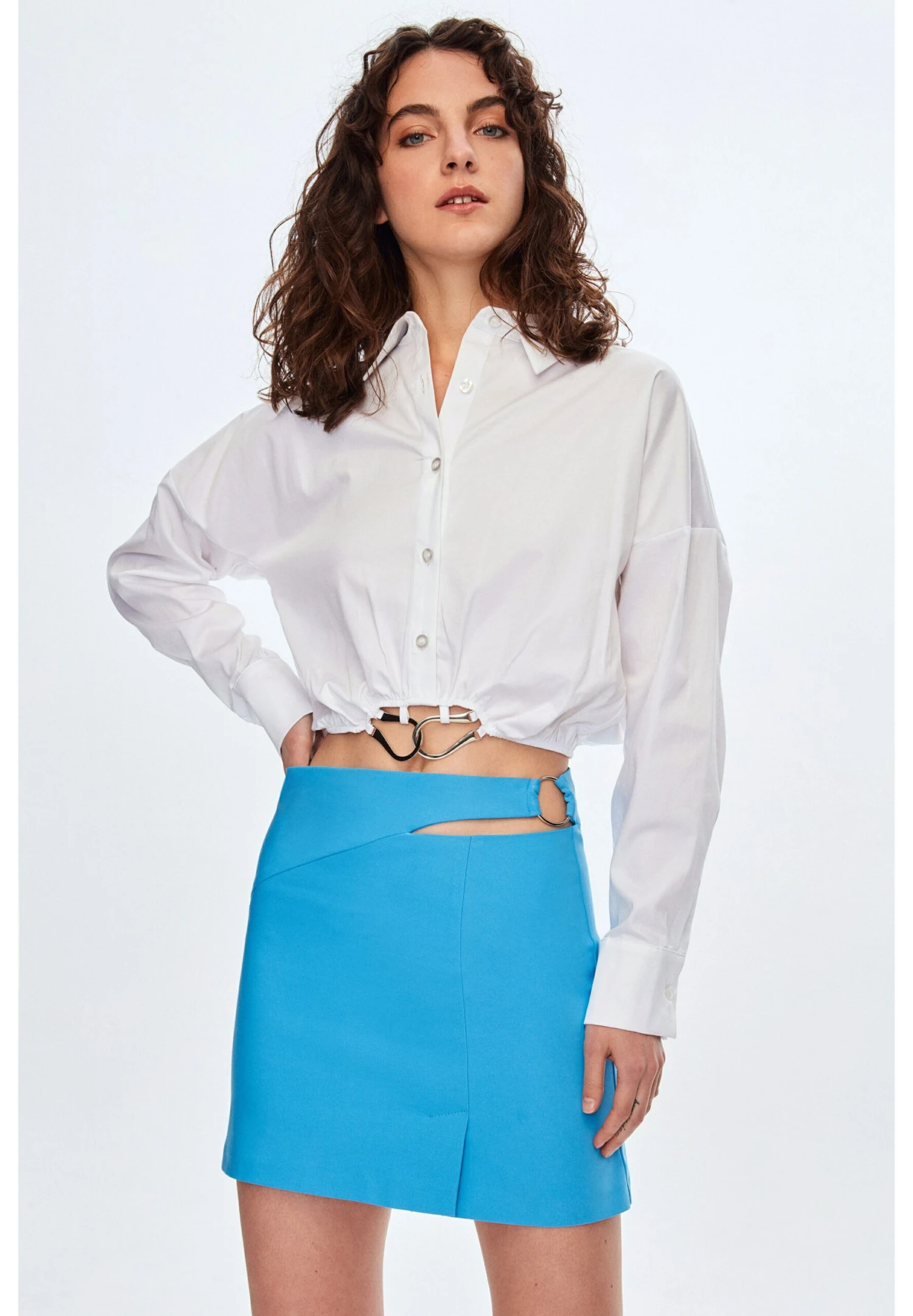 Waist Detailed Slit - Minirok - Blue 6 Waist Detailed Slit - Minirok - Blue - Afbeelding 5