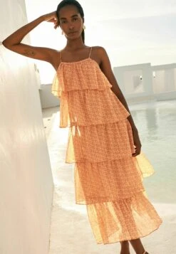 Next Occasion Tiered Strappy Midi - Jurk - Light Pink Geo Gold Foil -Mode Dames Winkel d986b101b1ea4f2ebbff2a7e0c50031c