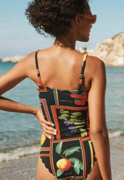 Next Scalloped Bandeau Standard- Badpak - Black Fruit Print -Mode Dames Winkel ddc25cbf62ed45d1acf21d732a80b47d