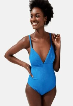 Marks & Spencer Ribbed Tie Detail Plunge - Badpak - Blue 9 Marks & Spencer Ribbed Tie Detail Plunge - Badpak - Blue -Mode Dames Winkel e3293f23e80740cf93302f3d5040244a