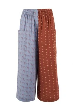 Abstract Patchwork Wide Leg - Broek - Blue -Mode Dames Winkel e55d285f2a15483391e396c5c9f514e0