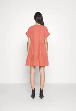 Madewell Nannie Cuff Button Down Tiered Mini Double Gauze - Jurk - Rot -Mode Dames Winkel ec033eedb8724b00a8a4d88b0a27b7d9