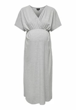 ONLY MATERNITY Kurzärmeliges - Maxi-Jurk - Light Grey Melange -Mode Dames Winkel f60a44c791574ee1b2fdec06cb589312