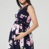 Happy Mama Layered - Jerseyjurk - Navy With Pink Flowers -Mode Dames Winkel fca21e2c525a43baaa5ab021c5a30701